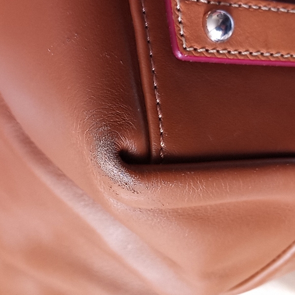 Dooney & Bourke Smooth Genuine Leather    Handbag. Color is a  Rich Caramel. - Picture 8 of 16